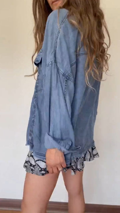 Comfortable Denim Vintage Cardigan