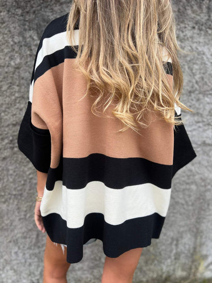 Contrast Mid-sleeve Comfortable Top