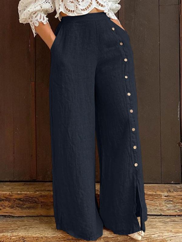 Slit high waist loose wide leg trousers