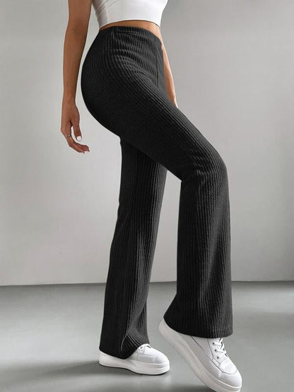 Elastic Waist Flare Leg Pants