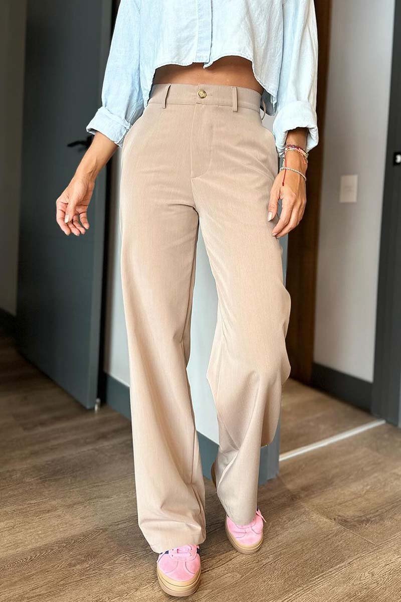 Women's casual commuting style solid color trousers