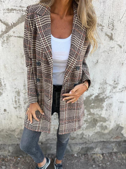 Casual Lapel Plaid Blazer