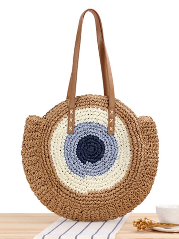 Women's Simple Round Single Shoulder Straw Bag Beach Bag