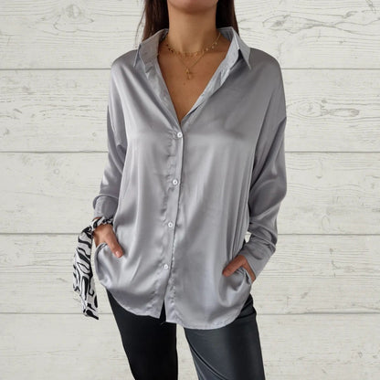 Casual Lapel Satin Shirt