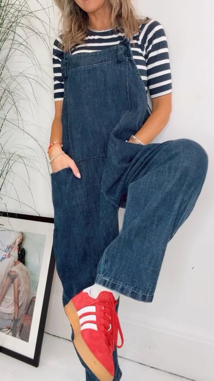 Denim Casual Overalls Jumpsuit