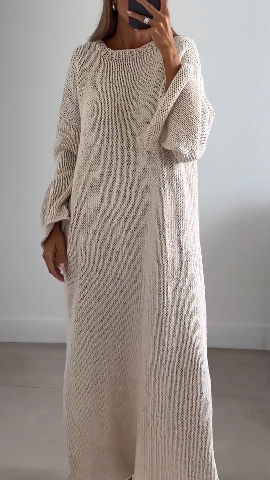 Round Neck Knitted Long Dress