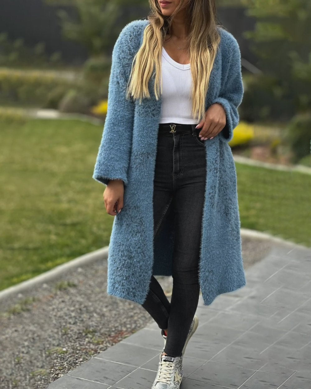 Solid Color Fashionable and Comfortable Fur Coat