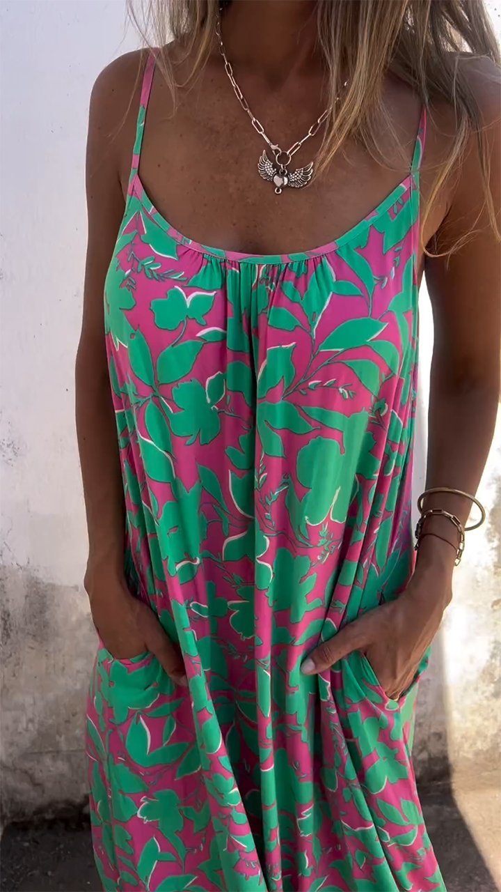 Ruffled Printed Slip Dress