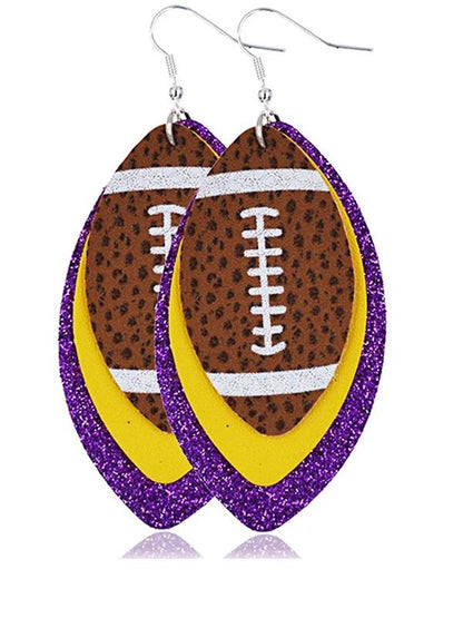 Layered Football Leather Earrings