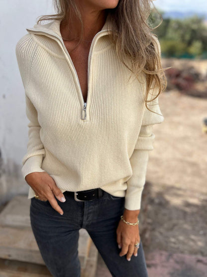 V-neck Long-sleeved Knitted Casual Top