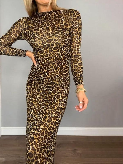 Women's Slim Stretch Leopard Print Dress