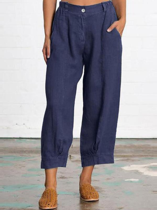 Nine-point casual cotton linen trousers