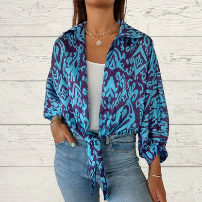 Knotted Lapel Cardigan Shirt Jacket