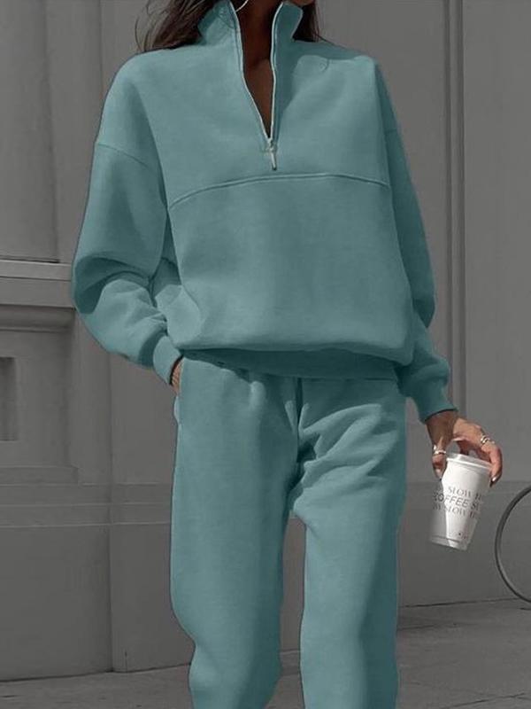 Thickened long-sleeved sweatshirt and trousers two-piece suit