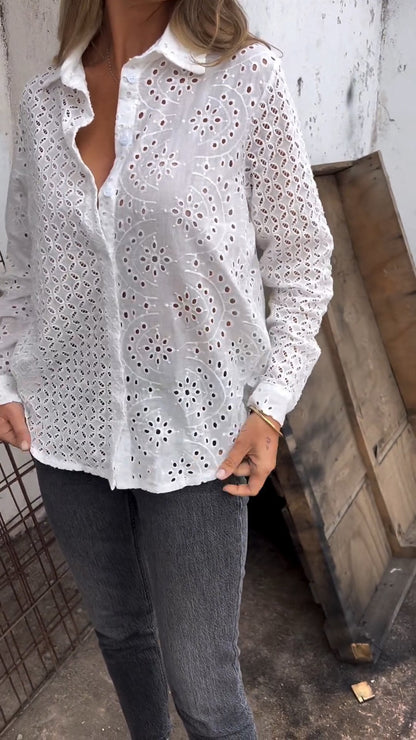 White Shirt with Hollow Design