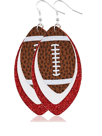 Layered Football Leather Earrings