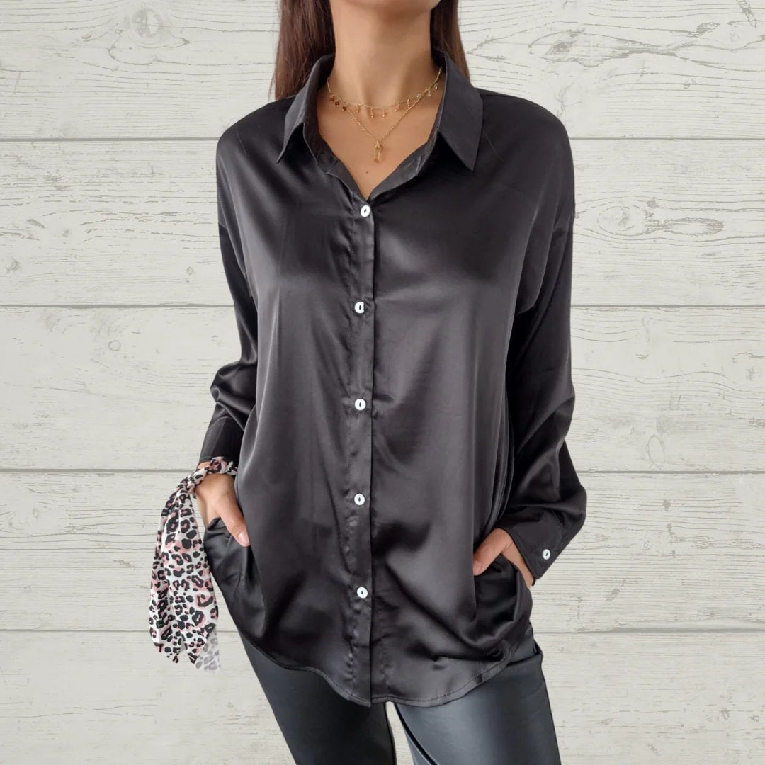 Casual Lapel Satin Shirt