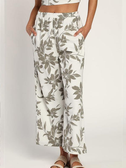 Women's Loose Floral Casual Pants Wide Leg Pants