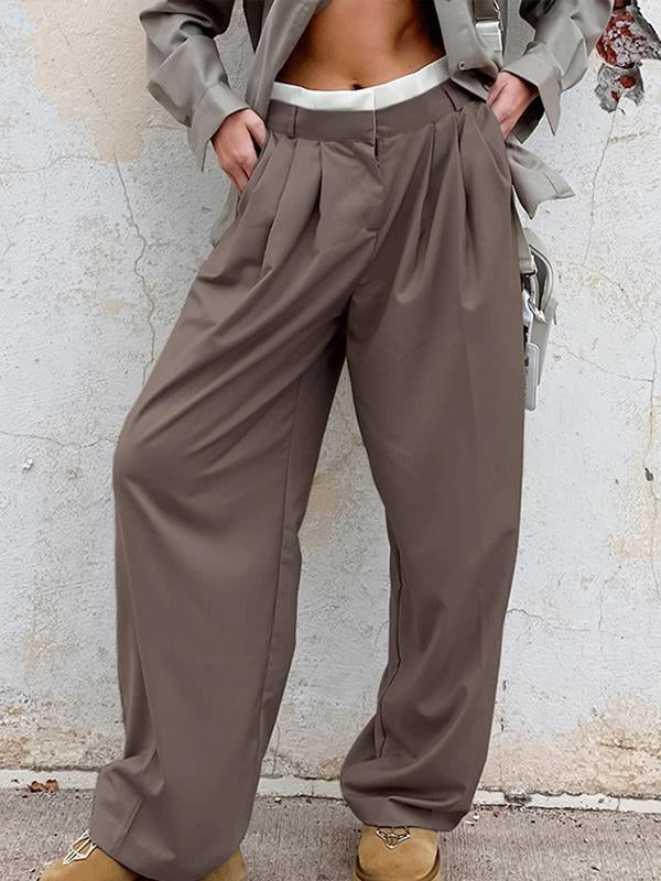 Stylish contrast color loose haren pants casual pants