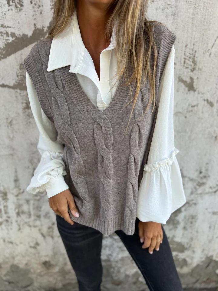 Casual V-neck Knitted Vest