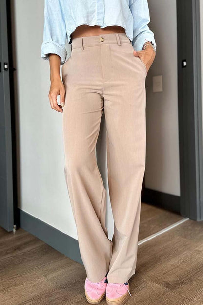 Women's casual commuting style solid color trousers