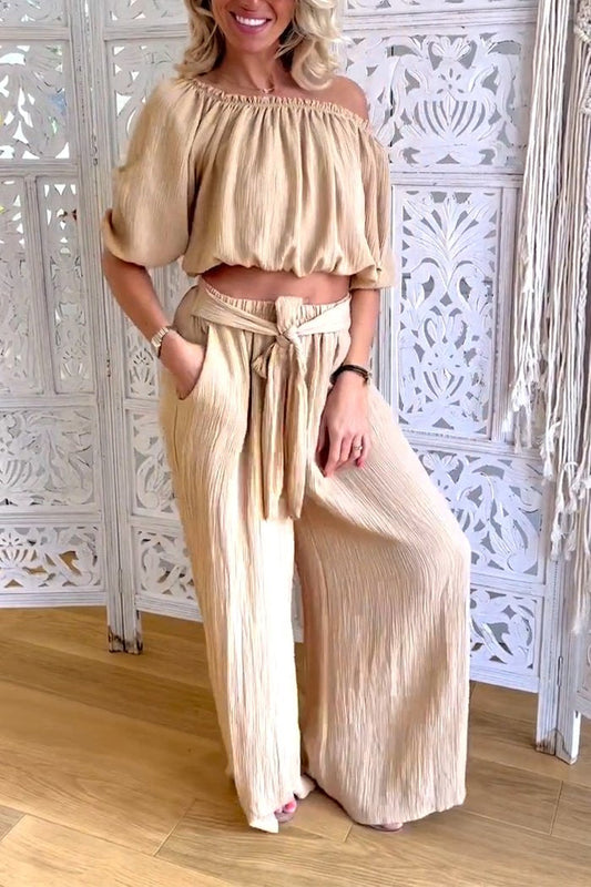 One-shoulder Tube Top and Trousers Two-piece Suit