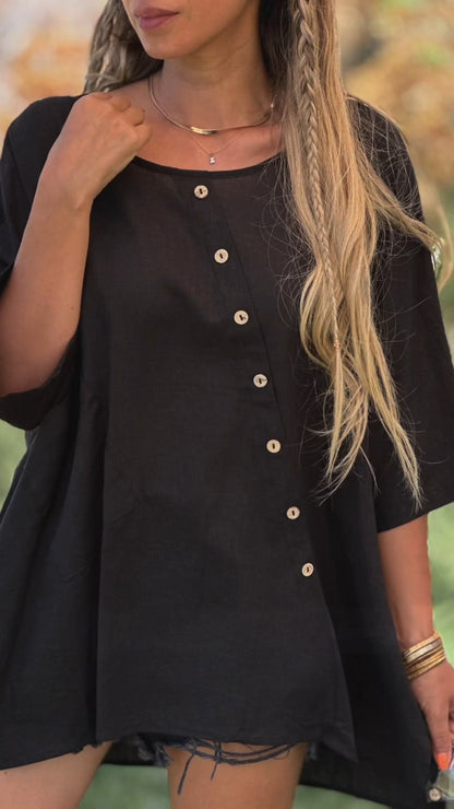 Irregular Buttoned  Top