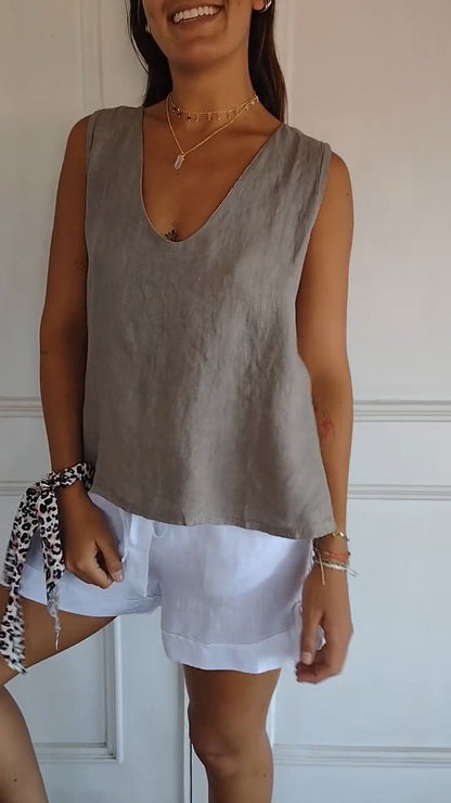 Casual V-neck Sleeveless Top