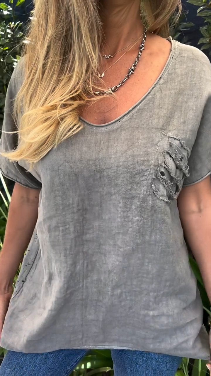 Casual V-neck Short-sleeved Top