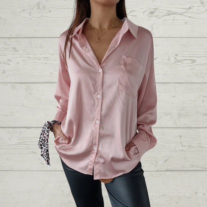 Casual Lapel Satin Shirt