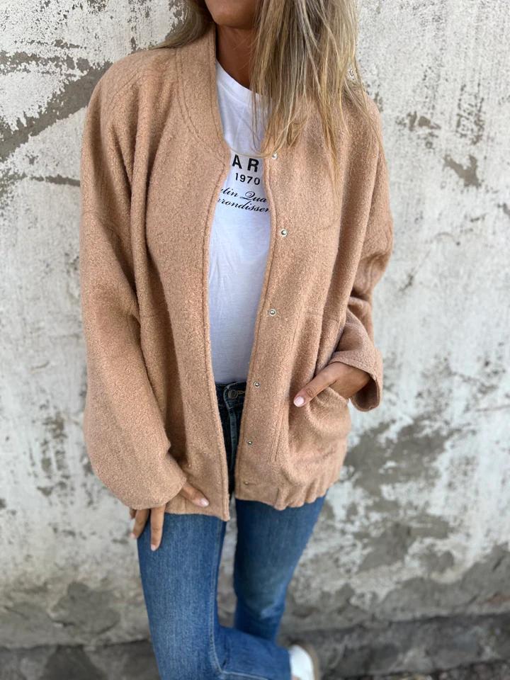 Casual Round Neck Single Breasted Jacket