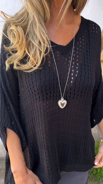 V-neck Hollow Loose Top