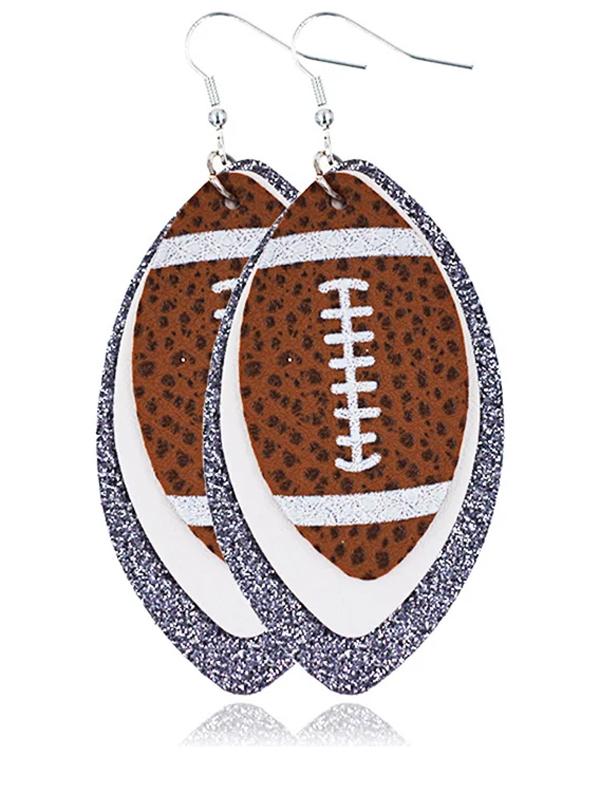 Layered Football Leather Earrings