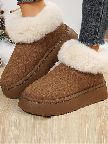 Women's thick-soled cuffed velvet snow boots