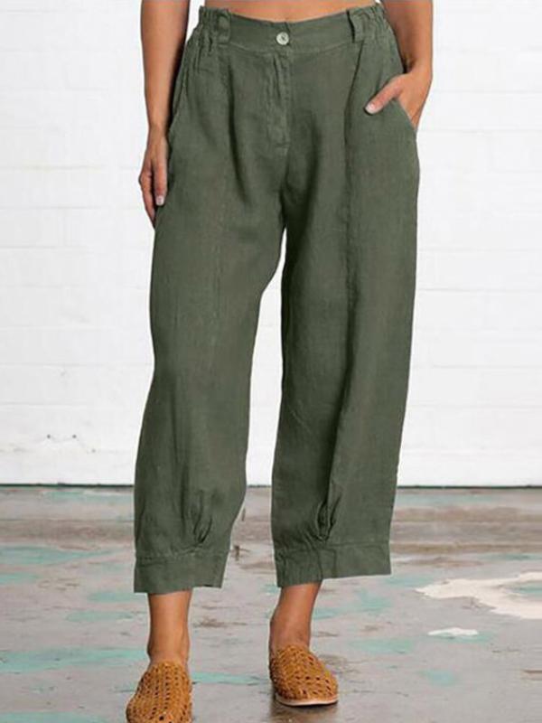 Nine-point casual cotton linen trousers