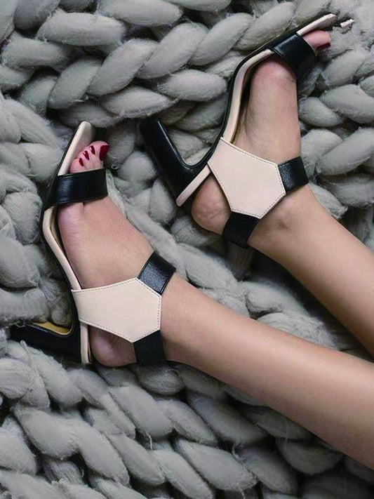 Women's square toe color block high heels