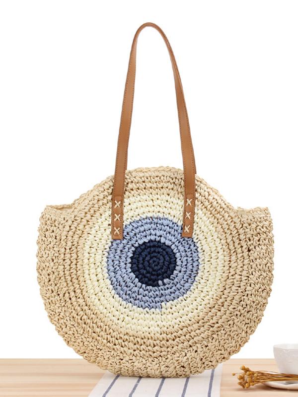 Women's Simple Round Single Shoulder Straw Bag Beach Bag