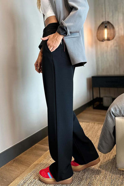 Women's casual commuting style solid color trousers