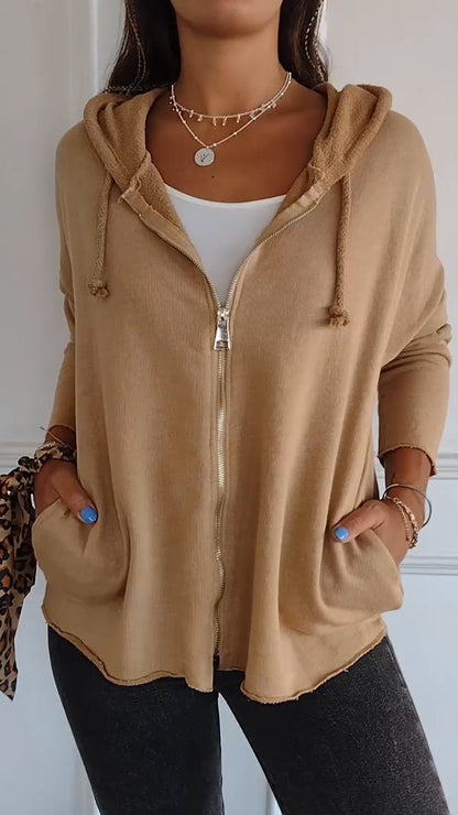 Hooded Zip-up Casual Top