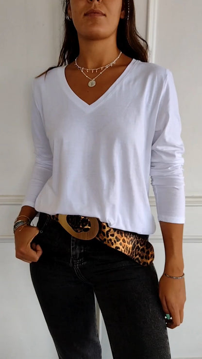 V-neck Long-sleeved Top