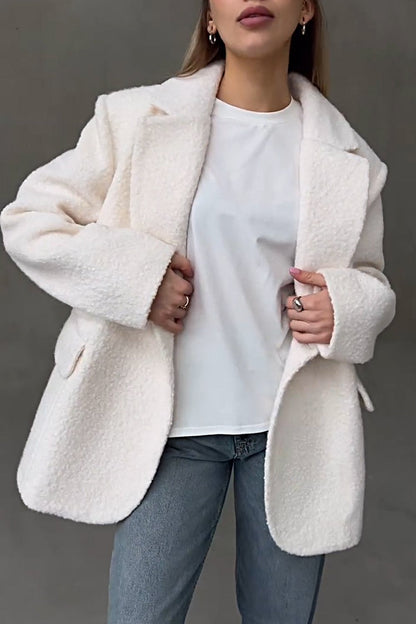 Women's Solid Color Furry Loose Coat Top