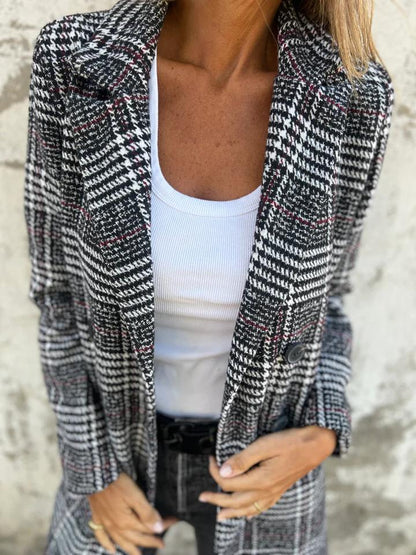 Casual Lapel Plaid Blazer