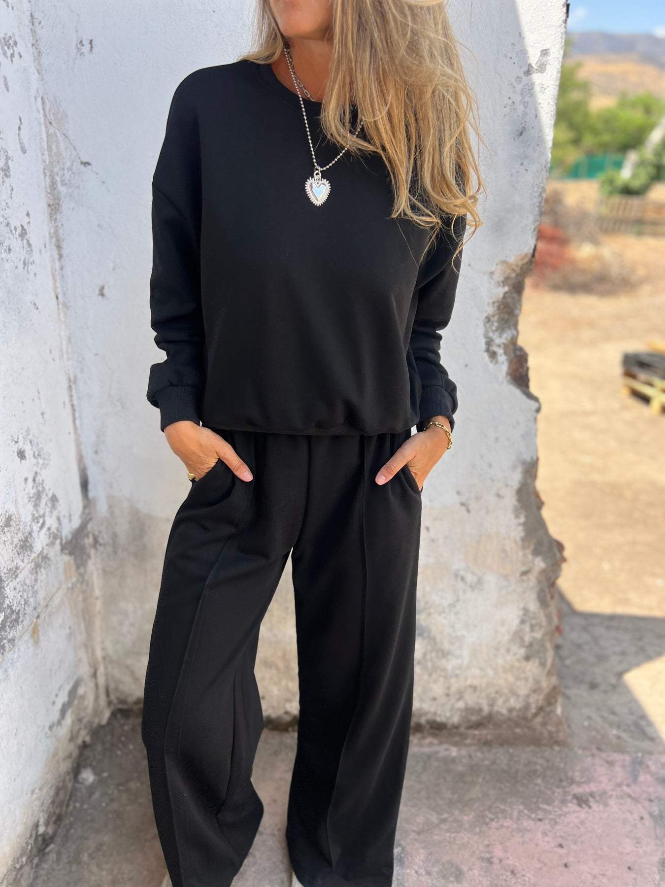 Round Neck Sweatshirt Two Piece Suit