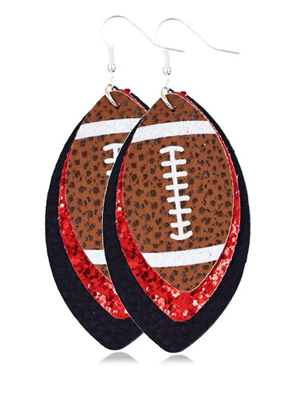 Layered Football Leather Earrings