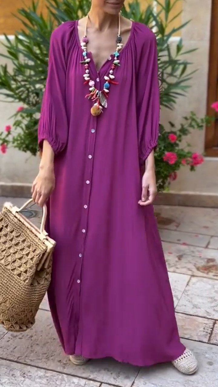 Women's V-neck Long Sleeve Dress