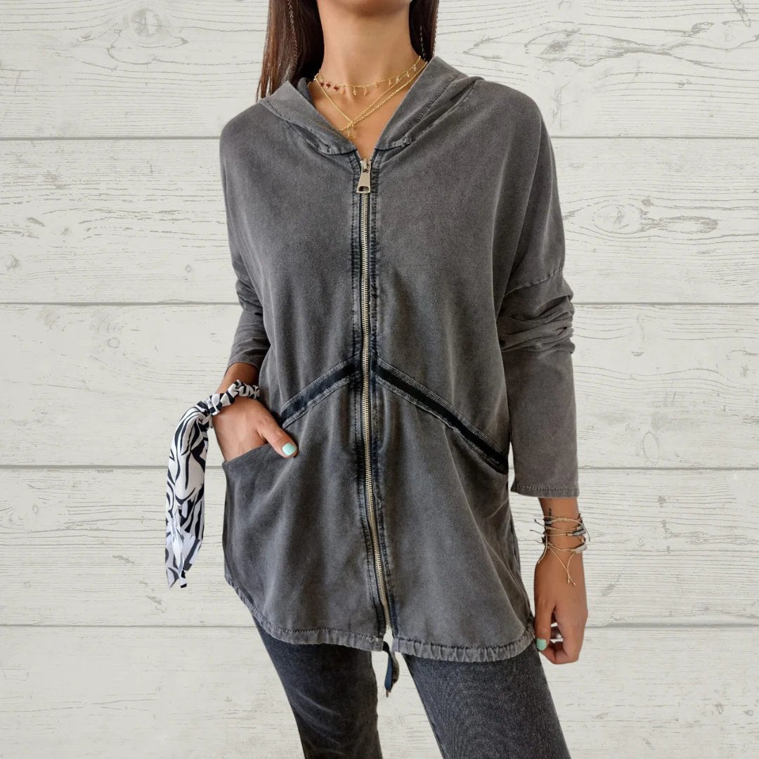 Casual Hooded Zipper Thin Sweatshirt