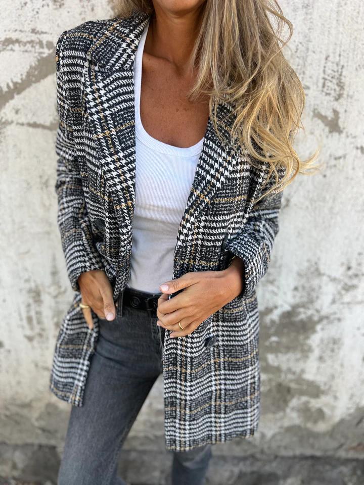 Casual Lapel Plaid Blazer