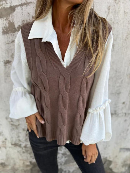 Casual V-neck Knitted Vest