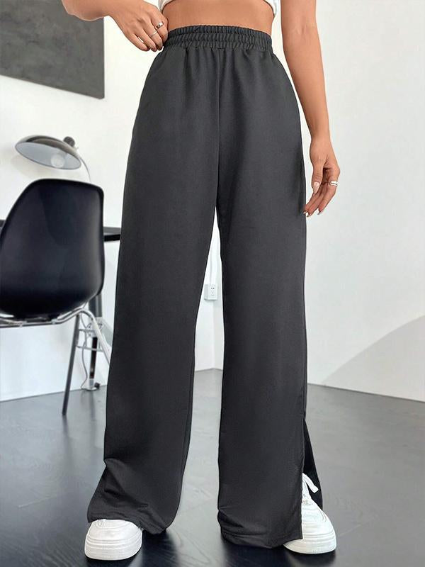 Fashion casual sports pants elasticated waist wide leg straight underpants