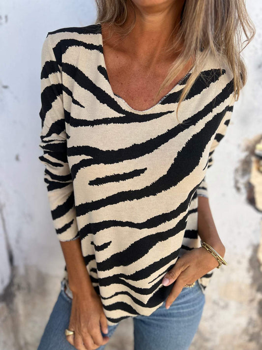 V-neck Zebra Print Top